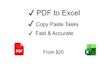 do fast data entry, pdf to excel, copy paste