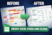 clean, format and fix messy excel data fast
