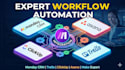 setup workflows automations on monday crm, trello clickup asana make integration