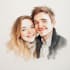 draw a watercolor couple portrait