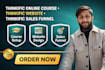 design online course website, landing page, sales funnel, thinkific course setup