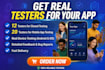 provide 12 testers for closed testing 20 testers for mobile app testing