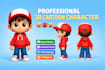 do 3d cartoon character, model cute 3d character modeling, animal and mascot