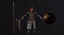 fix 3d realistic warrior model,ue5 optimized character,humanoid body rig,weapon