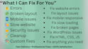 fix wordpress bugs, error, and broken layouts