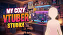create a cozy anime vtuber background logo, assets, vtuber package for streamer