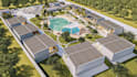 transform 3d camping resort masterplan,vacation house complex, tiny homes render