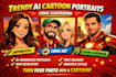 generate trendy ai cartoon portrait comic illustration