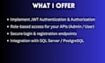 implement jwt authentication and authorization in dotnet core web api