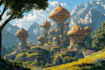 draw fantasy background and landscape