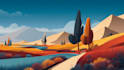 draw a flat vector landscape illustration