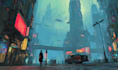 craft futuristic cyberpunk cityscapes with elements