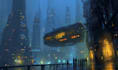 illustrate futuristic neon cyberpunk city scenes