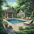 design landscape, terrace, backyard, pool, and patio