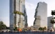 3d mixed use landmark, commercial complex, office tower mockup,skyscraper render