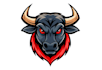 create outstanding angry bull head mascot logo with tshirt design