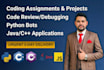 code python programming coding assignments projects, java, app, ai ,ml fyps