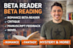beta reader beta reading romance beta reader critique manuscript feedback novel
