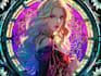 create a vibrant vitral style fantasy illustration
