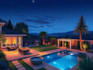 design landscape, terrace, backyard, pool, and patio