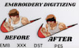digitize custom logo embroidery for cap hat chest  and jacket back