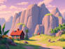 make a stylized environment illustration background art