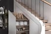 create staircase design, open plan living, marble thread, ensuite bedroom render