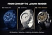 create luxury 3d watch design, modeling, rendering, cinematic watch animation