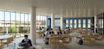 revamp modern school masterplan, educational facility, recreational space render