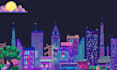 create pixel art background, landscape, illustration