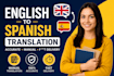 translate english to spanish manually with proofreading