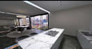 create a 3d luxury kitchen and open space dining interior design
