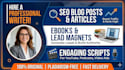 write unique SEO blog posts and articles, scripts, and ebook