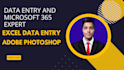 do data entry excel data analysis and photoshop editing