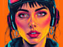 draw digital portrait in style cyberpunk