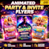 design animated flyer motion graphics for festival event party or ads invitation