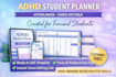 design adhd student digital planner hyperlinked canva template