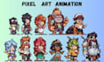 create pixel art animation, pixel art character, sprite sheet, 2d pixel art