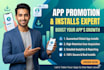 android mobile app promotion, game promotion, app install, ios install