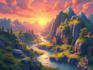 illustrate environments landscapes board game concept