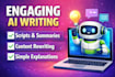 write scripts, summaries, and simple explanations using a