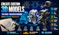 create custom 3d models, stl files, and renders