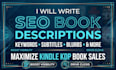 write SEO book description, keywords, subtitle to maximize kindle KDP book