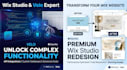 build wix studio website design, velo custom code and cms