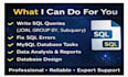 do sql data analysis, queries, database design and reports