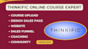 setup, upload online course website on thinkific coaching , community thinkific
