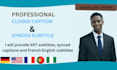 create professional srt, closed captions and multilingual subtitles