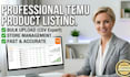 do expert temu product listing, bulk upload, and store management