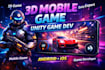 develop high quality 3d mobile game, unity 3d game development for android, ios