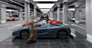 refresh modern basement garage, luxury car park,showroom interior, cgi rendering